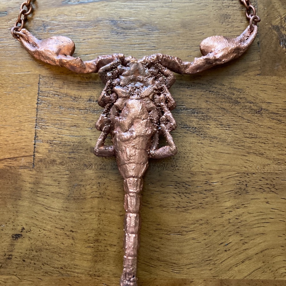 Scorpion Necklace Real Scorpio Copper Large Bib - Picture 7 of 9